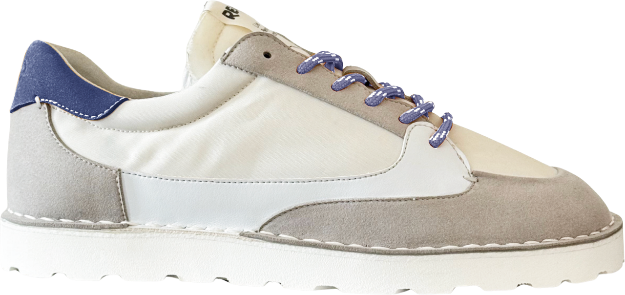 Wave BLUE in Light Grey Suede
