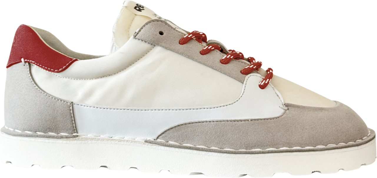 Wave RED in Light Grey Suede